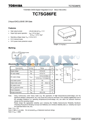 TC7SG86FE_09 datasheet - 2-Input EXCLUSIVE OR Gate