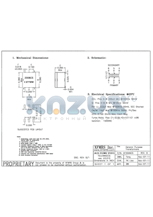 XF2006CS datasheet - UNLESS OTHERWISE SPECIFIED TOLERANCES -0.010 DIMENSIONS IN INCH