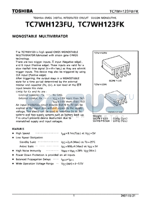 TC7WH123FU datasheet - MONOSTABLE MULTIVIBRATOR