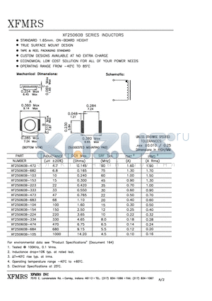 XF25060B-104 datasheet - INDUCTORS
