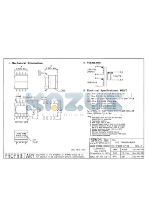 XF2536-EP10S datasheet - POE TRANSFORMER