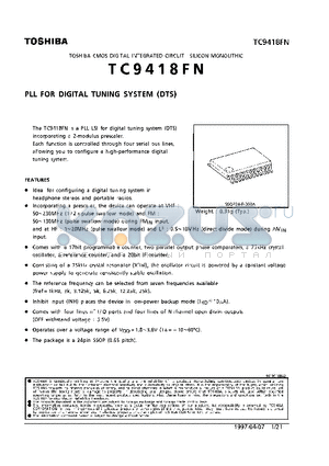 TC9418FN datasheet - PLL FOR DIGITAL TUNING SYSTEM