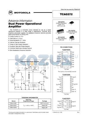 TCA0372DP2 datasheet - Dual Power Operational Amplifier