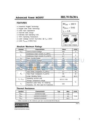 IRLI630A datasheet - ADVANCED POWER MOSFET