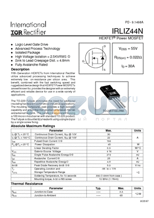 IRLIZ44N datasheet - Power MOSFET