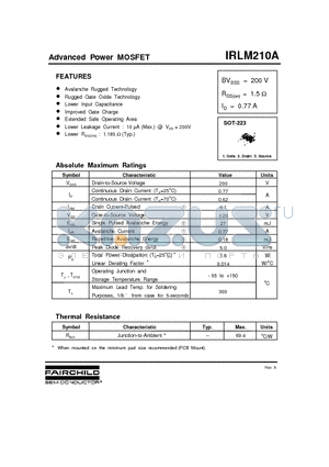 IRLM210 datasheet - Advanced Power MOSFET