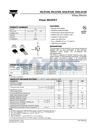 IRLR120TRL datasheet - Power MOSFET