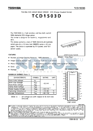 TCD1503D datasheet - CCD LINEAR IMAGE SENSOR