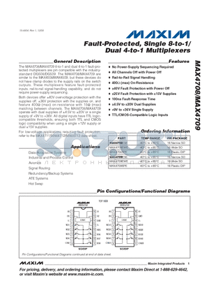 MAX4708ESE datasheet - Fault-Protected, Single 8-to-1/ Dual 4-to-1 Multiplexers