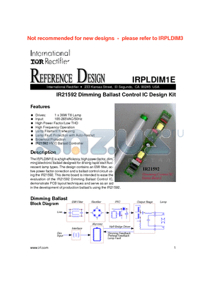 IRPLDIM1E datasheet - Dimming Ballast Control IC Design Kit