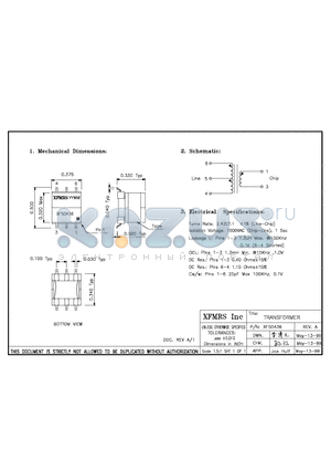 XF50436 datasheet - TRANSFORMER