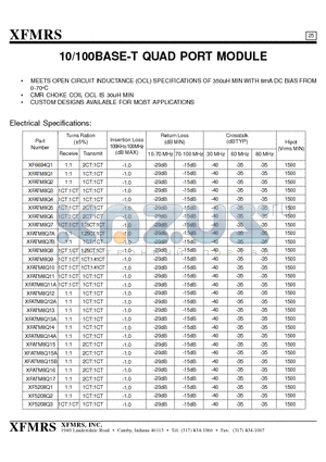 XF5208Q3 datasheet - 10/100BASE-T QUAD PORT MODULE