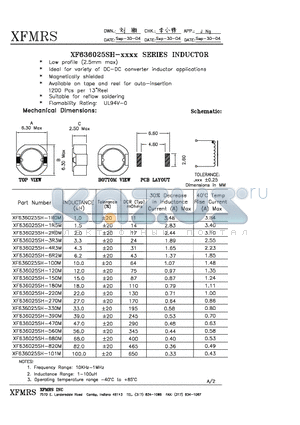 XF636025SH-390M datasheet - INDUCTOR