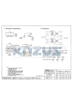 XF6611TX1B datasheet - 10/100BASE-TX MAGNETICS