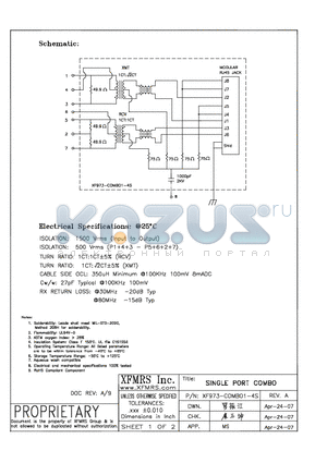 XF973-C1-4S datasheet - SINGLE PORT COMBO