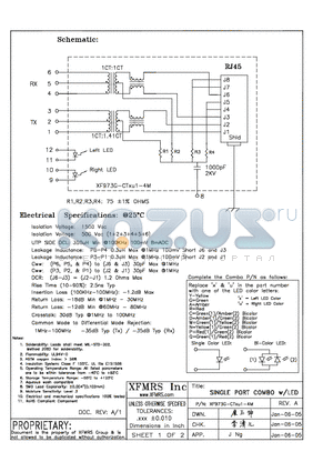 XF973G-CTXU1-4M datasheet - SINGLE PORT COMBO w/LED
