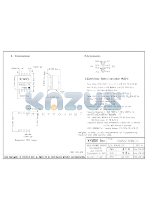 XFADSL17S datasheet - TRANSFORMER