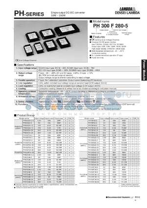 PH300F280-2 datasheet - Single output DC-DC converter 50W ~ 300W
