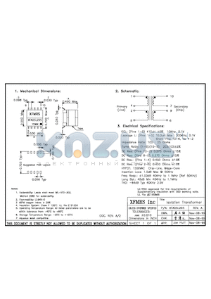 XFADSL29S datasheet - Isolation Transformer