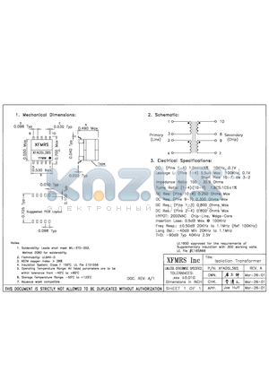 XFADSL36S datasheet - Isolation Transformer