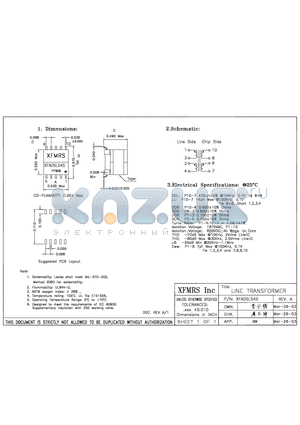 XFADSL54S datasheet - LINE TRANSFORMER