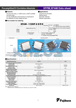 XFAM-115KPASR datasheet - Pre-amplified/5V Excitation/Absolute