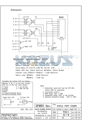 XFATM11J-CAXU1-4MS datasheet - SINGLE PORT COMBO