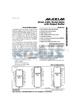 MAX529CWG datasheet - Octal, 8-Bit, Serial DACs with Output Buffer