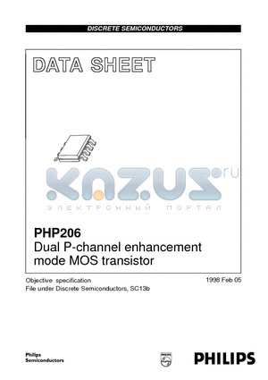 PHP206 datasheet - Dual P-channel enhancement mode MOS transistor