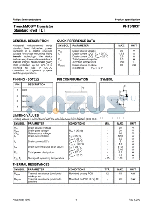 PHT6N03T datasheet - TrenchMOS transistor Standard level FET