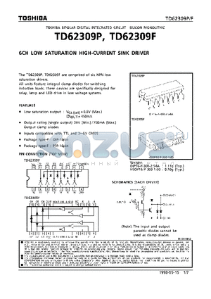 TD62309 datasheet - 6CH LOW SATURATION HIGH-CURRENT SING DRIVER