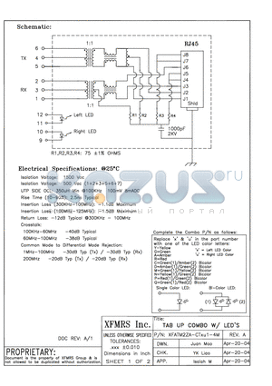 XFATM2ZA-CTXU1-4M datasheet - TAB UP COMBO W/LEDS