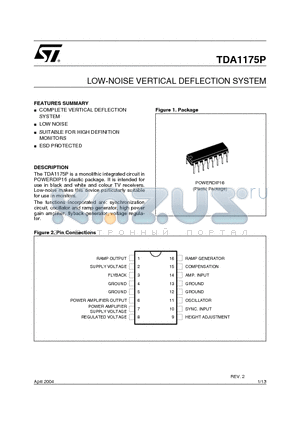 TDA1175P_04 datasheet - LOW-NOISE VERTICAL DEFLECTION SYSTEM