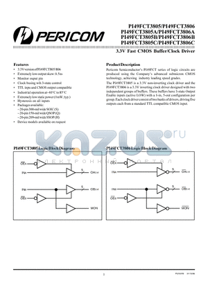 PI49FCT3805BQ datasheet - 3.3V Fast CMOS Buffer/Clock Driver