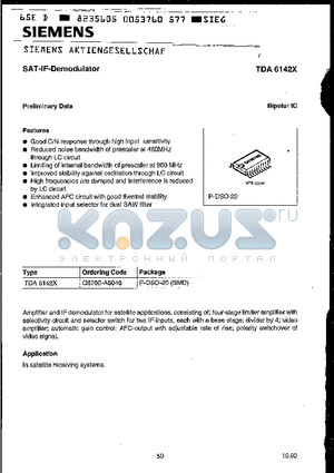 TDA6142X datasheet - SAT - IF -DEMODULATOR