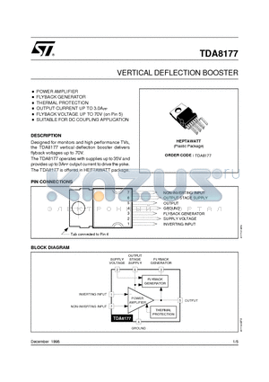 TDA8177 datasheet - VERTICAL DEFLECTION BOOSTER