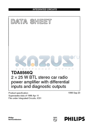 TDA8566 datasheet - 2 x 25 W BTL stereo car radio power amplifier with differential inputs and diagnostic outputs