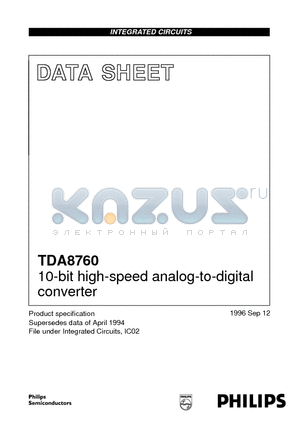 TDA8760K datasheet - 10-bit high-speed analog-to-digital converter