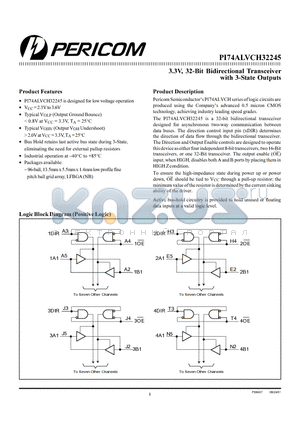 PI74ALVCH32245 datasheet - 3.3V,32-Bit Bidirectional Transceiver with 3-State Outputs