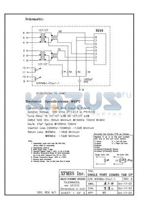 XFATM9J-CTXU1-1 datasheet - SINGLE PORT COMBO TAB UP