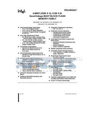 TE28F004BVT80 datasheet - 4-MBIT (256K X 16, 512K X 8)SmartVoltage BOOT BLOCK FLASH MEMORY FAMILY