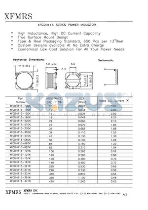 XFCDH115 datasheet - POWER INDUCTOR