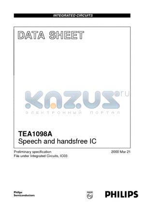 TEA1098AH datasheet - Speech and handsfree IC