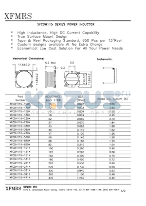 XFCDH115-390K datasheet - POWER INDUCTOR