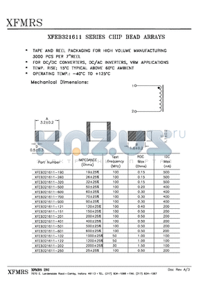 XFEB321611-501 datasheet - CHIP BEAD ARRAYS