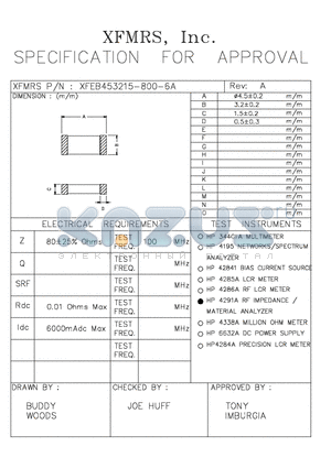 XFEB453215-800-6A datasheet - SPECIFICATION FOR APPROVAL
