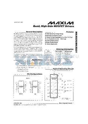 MAX620CWN datasheet - Quad, High-Side MOSFET Drivers