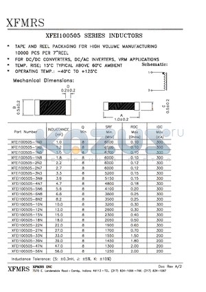 XFEI100505-10N datasheet - INDUCTORS