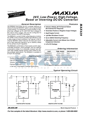 MAX629C/D datasheet - 28V, Low-Power, High-Voltage, Boost or Inverting DC-DC Converter