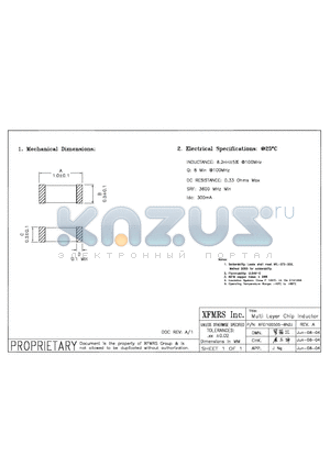 XFEI100505-8N2J datasheet - Multi Layer Chip Inductor